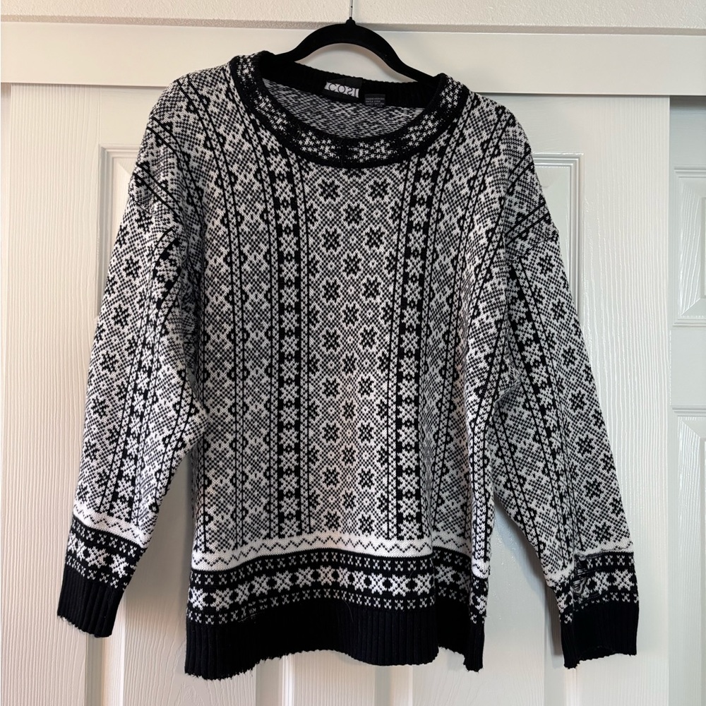 Cosi Black & White Fair Isle Sweater